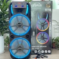 SZ-1115 Speaker Trolley Super Bass Outdoor Dual 15 Inch yang Kuat dengan Mic, Lampu RGB, DJ, Wireless, Aktif, dan Karaoke