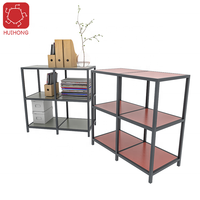 Bibliothèque industrielle vintage à 3 niveaux avec étagères de rangement optimale pour les meubles de bureau à domicile et les étagères