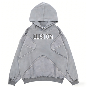 <span class=keywords><strong>Felpa</strong></span> con Cappuccio Personalizzata 500gsm in Poliestere/Cotone <span class=keywords><strong>Oversize</strong></span> con Ricamo 3D in Pile Antirughe Tinta Unita con Zip - Product Image 1