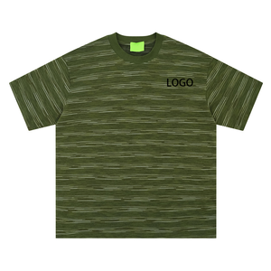 Men's Japanese Vintage Slub Cotton Striped T Shirt Summer Thin Breathable Loose Fit Casual Short Sleeve <strong>Breton</strong> Top - Product Image 1