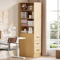 Étagère à livres étroite et haute avec 3 tiroirs latéraux et 4 étagères ouvertes pour salon, chambre et bureau – Fournisseur d'usine