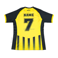 Akilex celana pendek Rugby kustom Jersey Sublim bercetak Digital kuning dan hitam bernapas
