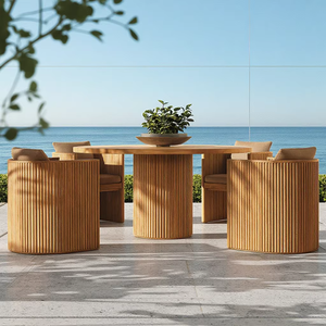 Sang Trọng Hiện Đại 4-Ghế Ăn Đặt Trọng Lượng Nhẹ Hình Bầu Dục Bàn Ăn Với Gỗ Gỗ Phòng Ăn Ghế Cho Khách Sạn Lối vào Biệt Thự - Product Image 1