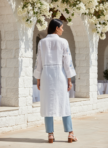 ผู้หญิงที่สง่างามสไตล์เรโทรยุค 60 ชุดเดรสผ้าแคมบริกเนื้อนุ่มระบายอากาศได้ดีสไตล์วินเทจเหนือกาลเวลาชุดลำลองฤดูร้อนสำหรับผู้หญิงสมัยใหม่ - Product Image 3