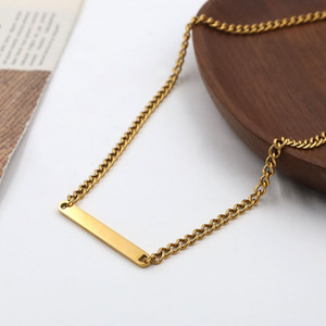 Gold Geometric Pendant Necklace Stainless Steel Minimalist Design Women's Jewelry Clavicle Chain Fashion Accessory - Product Image 1