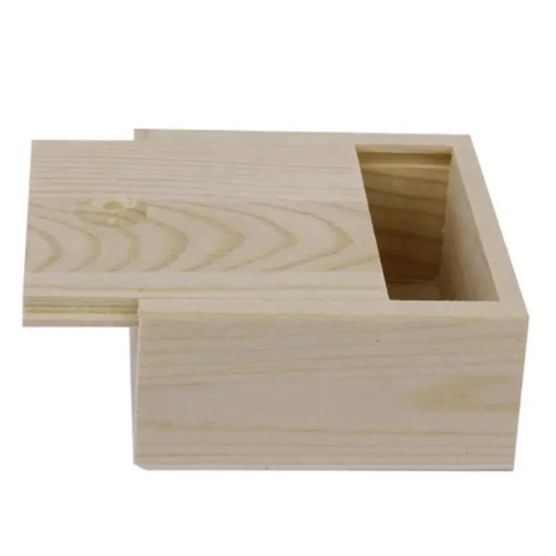 Caja de madera de pino personalizada, pequeña caja de madera lisa sin terminar con tapa deslizante, gran oferta