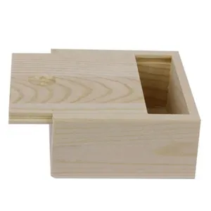 Hot sale pine wood color customized unfinished small plain wooden box with slid lid for sale Storage Box
