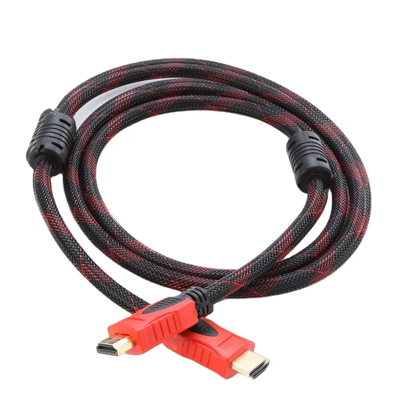 Red and black mesh double ring with braided mesh computer TV set-top box cable HDMI HD cable
