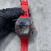 Hochwertige RM 11-03 Style Automatik Flyback Skelett Chronograph Renn-Sportuhr mit Carbonfaser-Gehäuse und Kautschukarmband