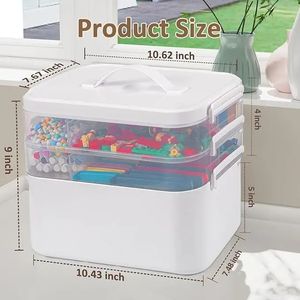 <b>3</b>-Layer Plastic Craft Organizers and <b>Storage</b> Box with Removable Trays, <b>Storage</b> Containers with Lids and Handle - Product Image 3