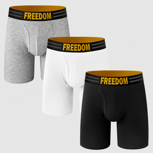 Calzoncillos de algodón y LICRA para hombre, ropa interior elástica de alta calidad, transpirable, color negro sólido, bóxer para hombre - Product Image 2