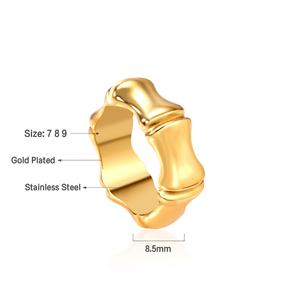 Anillo de Dedo de Acero Inoxidable Hipoalergénico con Baño de Oro de 18K, Diseño Moderno 2025, Anillo Grueso Especial para Mujer - Product Image 2