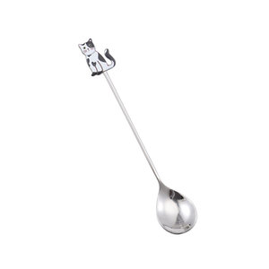 Cuchara de acero inoxidable 304, cuchara creativa con forma de gato, cuchara para café y miel, cuchara agitadora de mango largo para el hogar, cuchara para postre y pastel - Product Image 5