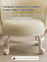Tabouret rond moderne réglable en hauteur avec dossier pour bureau à domicile, table de manucure, ordinateur, salon, coiffeuse