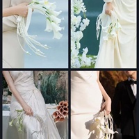 DIY Eleganter Künstlicher Calla-Lilien-Blumenstrauß mit Perlengriff für Bräute, Hochzeits-Perlengirlande, Hochzeitsgeschenk-Dekoration