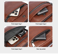 Tas Selempang Pria Fashion Anti Air Multi Saku Vertikal dengan Tali Bahu yang Dapat Disesuaikan PU Anti Maling Bisnis