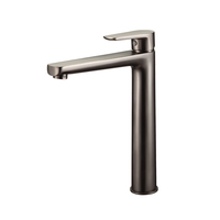 SANIPRO Robinet de lavabo cascade de luxe noir et or à poignée unique, mitigeur de lavabo en laiton pour salle de bain