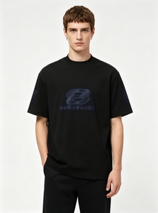 T-Shirt da Uomo Stile Y2K con Stampa Logo <span class=keywords><strong>B</strong></span> 3D Sfumato, Nero Lavato, Oversize in Cotone, Streetwear - Product Image 5