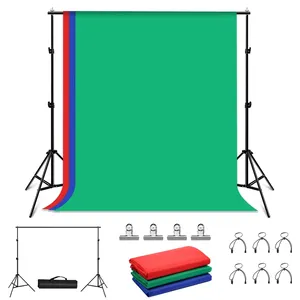 Dropshipping PULUZ 2x2m תמונה סטודיו רקע תמיכה Stand רקע משקוף סוגר ערכת עם אדום/כחול/ירוק תפאורות