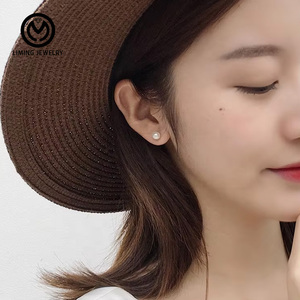 CEX01 Aretes de Perlas de Concha de Agua Dulce de 6-8mm en Plata de Ley 925 de Estilo Coreano, Joyería Fina Clásica de Diseñador para Mujer Novia - Product Image 4