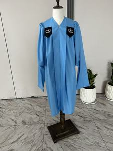 Vestido de Coro Clásico Premium Azul Cielo, Túnica Litúrgica Transpirable con Emblema para Actuaciones de Coro <span class=keywords><strong>JJ</strong></span> GRADGOWN - Product Image 4