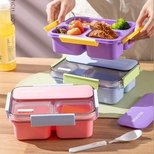 1200ml Students <b>Lunch</b> <b>Box</b> Office Workers Heat-resistant Bento <b>Box</b> with Seasoning Container and Tableware Outdoor Picnic Meal <b>Box</b> - Product Image 2