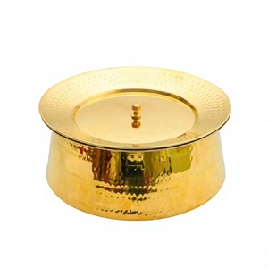 Solid Brass <b>Biryani</b> Handi With Dual Handle Round <b>Biryani</b> Cookware <b>Pot</b> For Kitchen Stovetop Cooking Handi With Lid - Product Image 1
