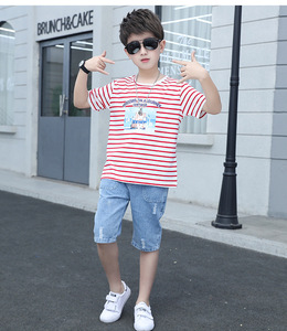 Vente en gros de vêtements pour enfants, nouveaux modèles, ensembles de vêtements pour enfants, t-shirt rayé et pantalon pour enfants - Product Image 2