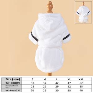 가을/겨울용 럭셔리 강아지 로브 XS 부드러운 플란넬 소재 단색 패턴 따뜻한 반려동물 고양이 잠옷 목욕 가운 코트 보호복 - Product Image 4