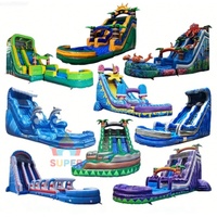 Toboggan aquatique gonflable commercial personnalisable pour enfants, en PVC, installation facile et logo personnalisé, utilisation en extérieur/intérieur pour fêtes/locations