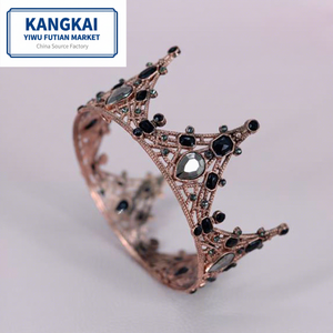 Corona Redonda Nupcial para Boda, Cumpleaños, Festividades, Adorno de Cabeza Acrílico Negro Vintage Barroco, Decoraciones para Pasteles - Product Image 1