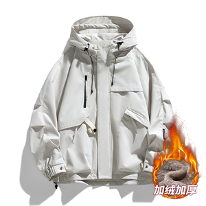 Customized Logo Joker Trend Leisure Outdoor Hooded Fleece Casual <b>Jacket</b> for <b>Men</b> Windproof <b>Long</b> Winter Coat - Product Image 4