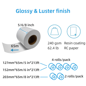 Fuji DX100/ De100 RC ảnh giấy cuộn <span class=keywords><strong>Glossy</strong></span> Luster 5/6/8 inch 213ft khô MINILAB máy in cho Epson D700 - Product Image 4