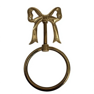 Brass Towel <b>Holder</b> Ring Wall Mounted With <b>Bow</b> Design Handmade Durable Vintage Towel <b>Holder</b> Rail For Luxury bathroom Decor - Product Image 1