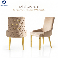 QIANCHENG - Meilleur prix - Fauteuils confortables en tissu velours et acier inoxydable pour restaurant - Chaise de salle à manger de luxe pour salon avec pieds dorés