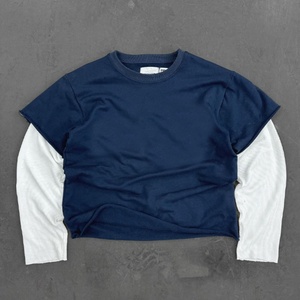 เสื้อยืดแขนยาวผู้ชายทรงโอเวอร์ไซส์ ผ้าคอตตอน 100% แต่งขอบยางยืดสองชั้น สไตล์วินเทจฟอกสีแบบ Stone Wash  รับสกรีนโลโก้ตามแบบ OEM - Product Image 1