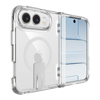 Étui de téléphone pliable en TPU PC transparent avec support métallique extractible et charnière en fibre de carbone pour iPhone DUO, coque magnétique transparente