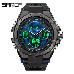 Reloj Deportivo SANDA 6087 para Hombre, Marca Superior, Diseño de Calavera, Pantalla Dual, Reloj Masculino, Resistente al Agua - Product Image 4