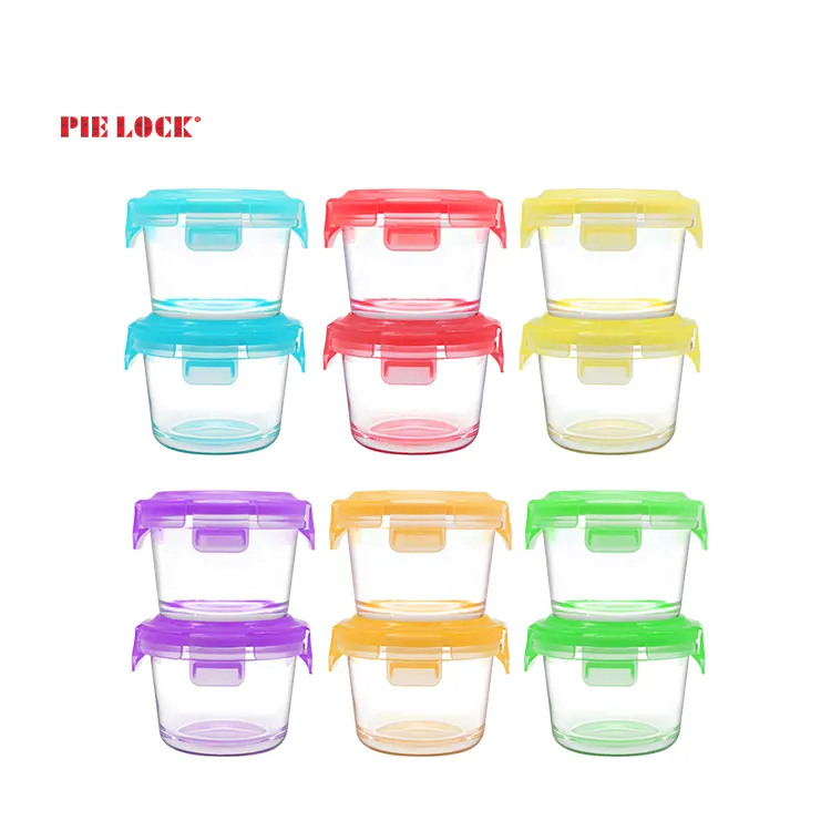 Mini Glass Food Containers Small Glass Jars with BPA-Free Locking Lids 12set