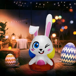 4FT <b>Easter</b> Inflatable Cute Blow up Winking Bunny & <b>Egg</b> Yard Decoration with LED Lights for Home Hotel Garden Party - Product Image 3