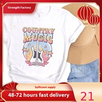 Nashville Country Music Grafik T-Shirts Frauen Vintage Gitarren druck Locker sitzend Casual Baumwolle Jersey Gramm Kurzes Shirt