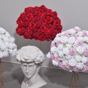 Tùy chỉnh Trắng <span class=keywords><strong>Hydrangea</strong></span> hoa hồng bóng nhân tạo vải lụa centerpieces cho đám cưới và giáng sinh Bảng trang trí - Product Image 6