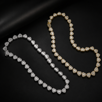Collier Baguette Cœur Iced Out en Zircon Cubique, Ras-de-cou Hip Hop Plaqué Or, Bijoux pour Femme et Homme, Idée Cadeau