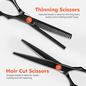Tijeras de Peluquería de 6'' AQIABI, Tijeras de Corte de Pelo de Acero Japonés, Tijeras de Entresacar, Tijeras para Corte de Pelo, Negras, C1001 - Product Image 3