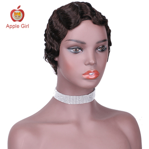 2ND สีน้ำตาลสำหรับพิกซี่วิกผมแท้ยังไม่ได้ทำสี100% บราซิลเลี่ยน<span class=keywords><strong>ผม</strong></span>บ็อบสำหรับผู้หญิงผิวดำผู้ชายนิ้ว<span class=keywords><strong>สั้น</strong></span> - Product Image 4