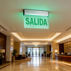 Señal de <span class=keywords><strong>Salida</strong></span> LED DF-3G <span class=keywords><strong>SALIDA</strong></span>, Luz de Emergencia en Español con Letras Blancas, Respaldo de Batería de 1.5 Horas - Product Image 1