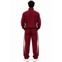Ensemble de survêtement deux pièces léger pour homme, personnalisé en usine OEM, en polyester et coton, avec veste zippée patchwork et pantalon de jogging