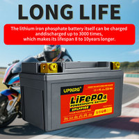 بطارية ليثيوم UPNRG LFP9-B الأكثر مبيعًا بقوة 530CCA وسعة 9 أمبير في الساعة لتشغيل الدراجات النارية الكهربائية وعربات UTV وعربات الثلج