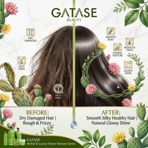 Ensemble shampoing et après-shampoing réparateur aux fleurs de cactus, soin hydratant pour <span class=keywords><strong>cheveux</strong></span> secs et abîmés - Product Image 4