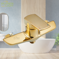 Kit de douche à main doré au design moderne, installation facile, avec tuyau de douche, support et robinet de douche en zinc